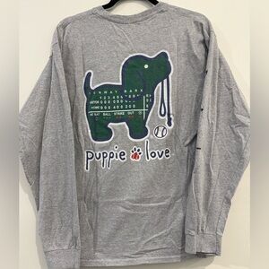 Puppie Love Baseball Grey Long Sleeve T-shirt, Woman’s Large